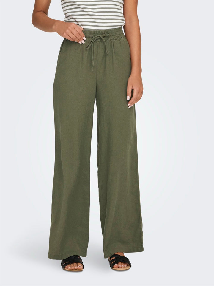 Jdysay Linen Hw Wide Pant Wvn Noos - Army