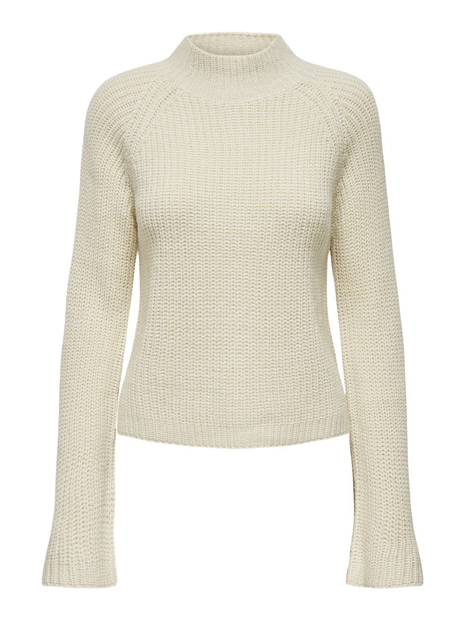 Jdyjusty Tine L/s Hn Slit Pull Knt - Ecru