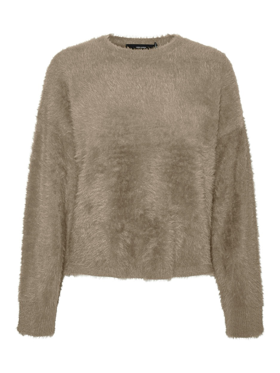 Vmalina Ls O-neck Boxy Pullover Boo - Zand
