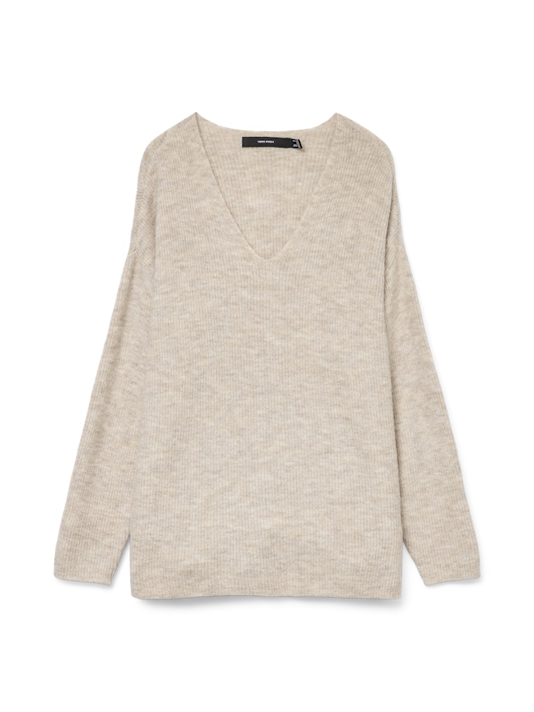 Vmcrewlefile Ls V-neck Blouse Noos - Beige