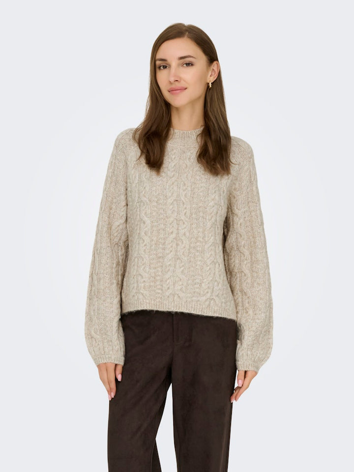 Jdysilja L/s Hn Cable Pullover Knt - Beige