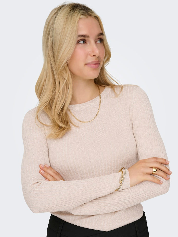 Jdyplum Lurex L/s O-neck Pullover Knt - Beige