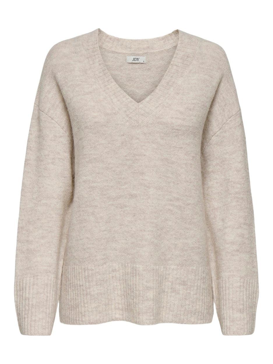 Jdymarina L/s V-neck Pullover Knt - Beige