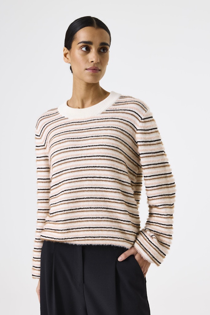 Trui Streep - Ecru Dessin