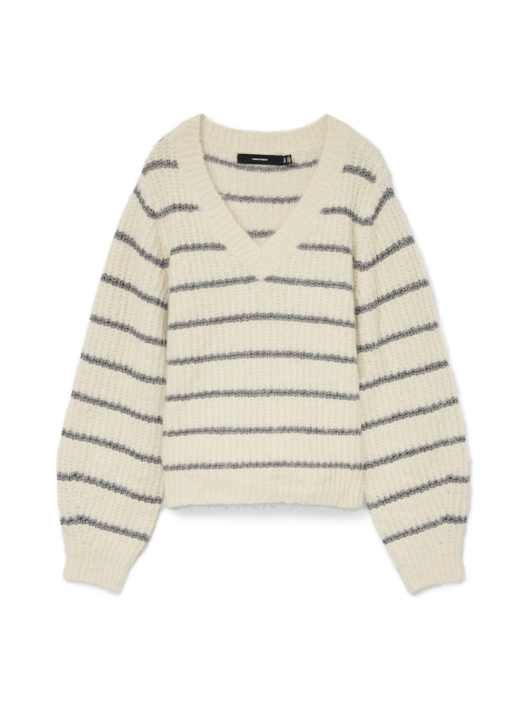 Vmawesome Shine Ls V-nck Stripe Pull Boo - Ecru Dessin