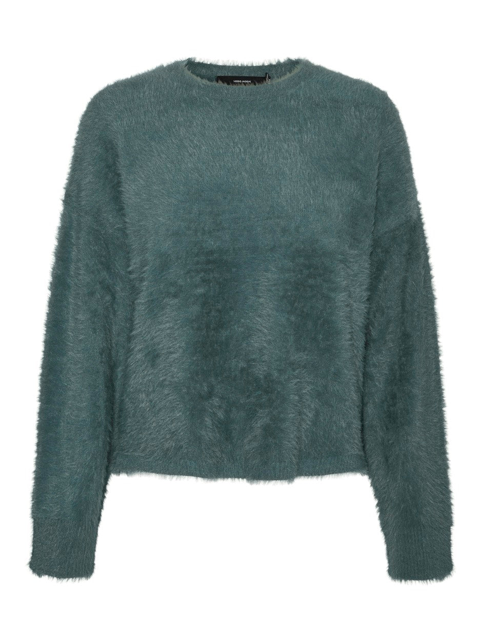 Vmalina Ls O-neck Boxy Pullover Boo - Esmerald
