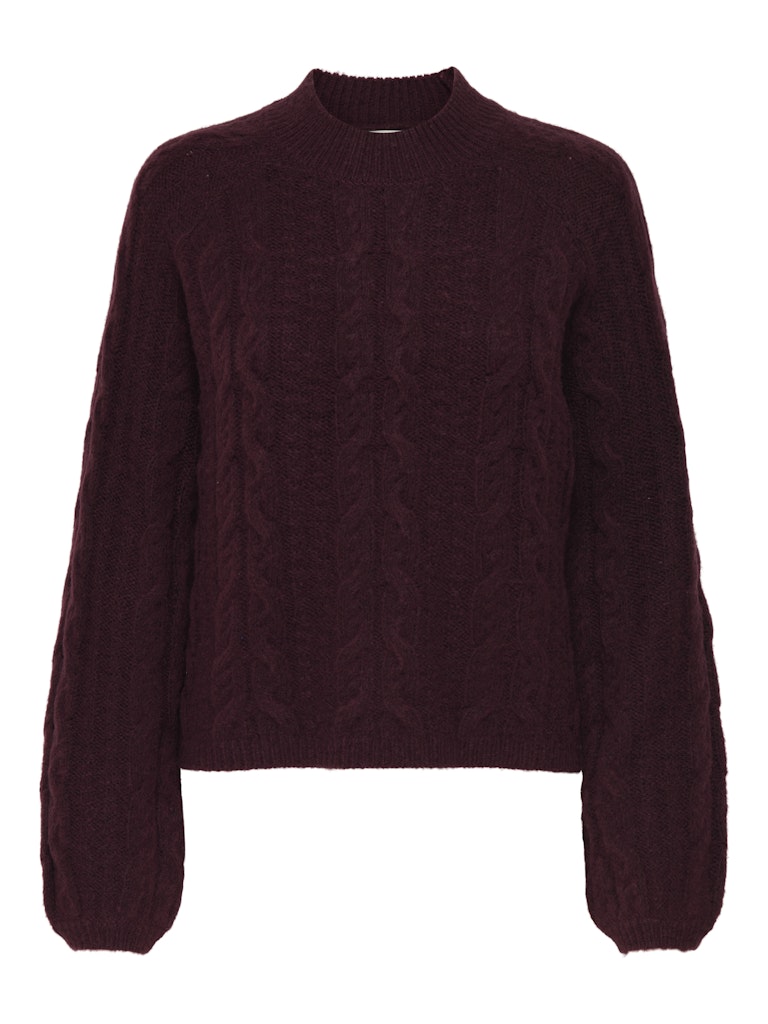 Jdysilja L/s Hn Cable Pullover Knt - Bordeaux