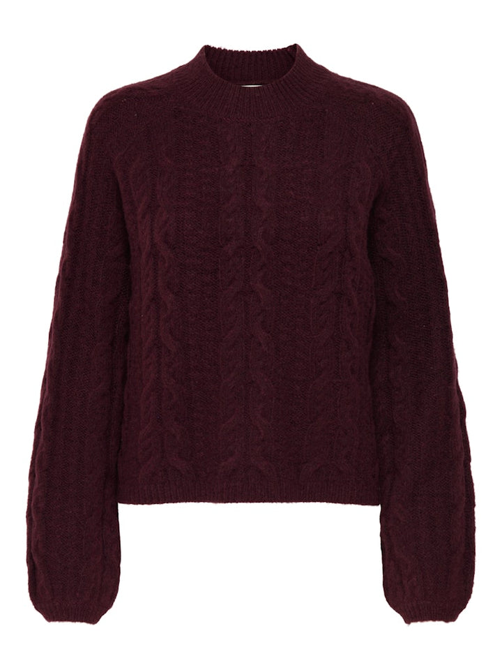 Jdysilja L/s Hn Cable Pullover Knt - Bordeaux