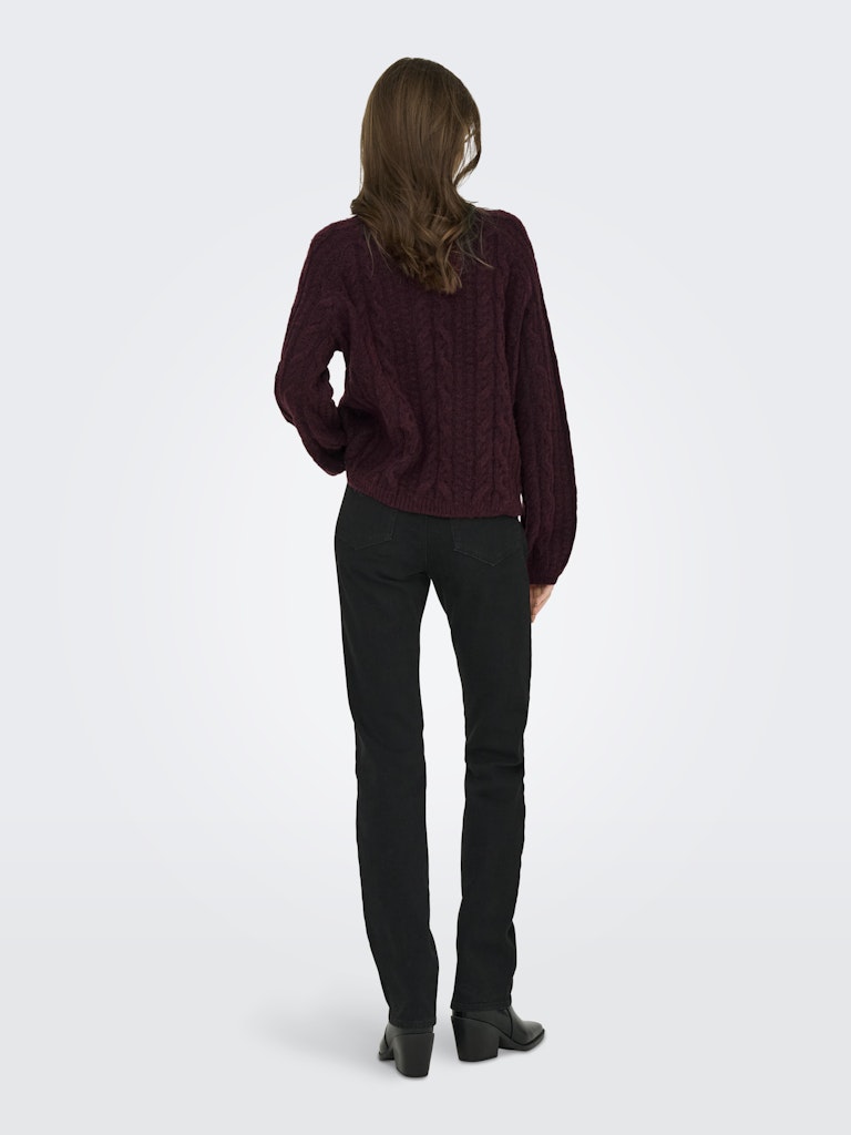 Jdysilja L/s Hn Cable Pullover Knt - Bordeaux