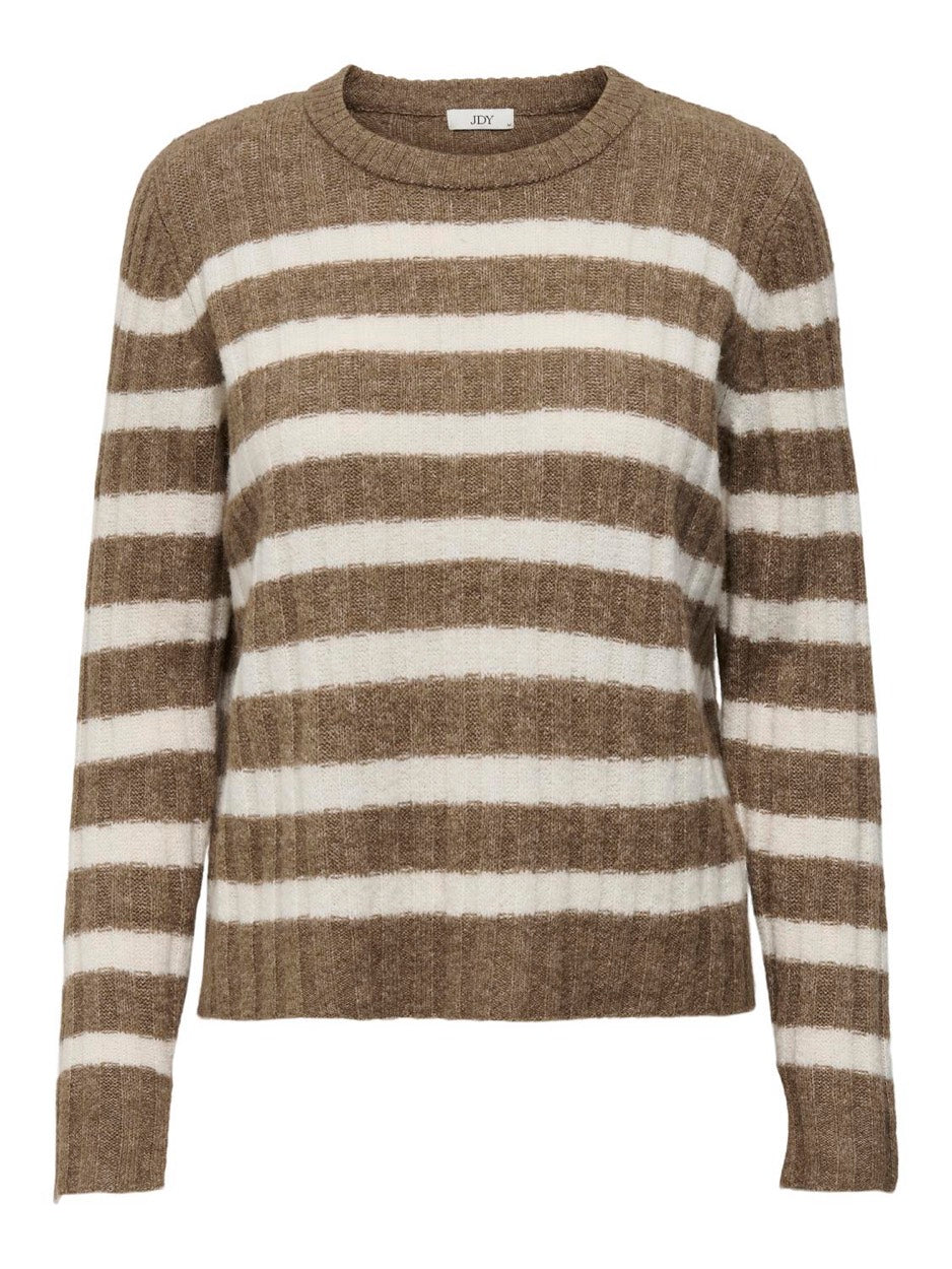 Jdymiley L/s O-neck Stripe Pullover - Bruin Dessin