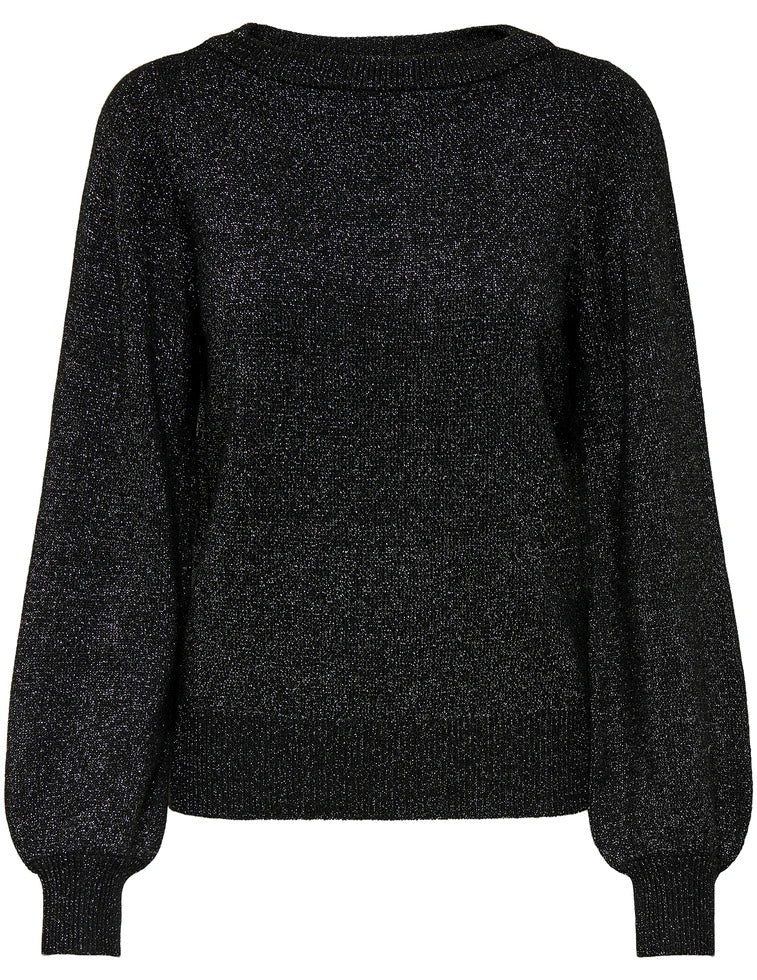 Jdyrue Glitter L/s Boat Pullove Knt Noos - Zwart