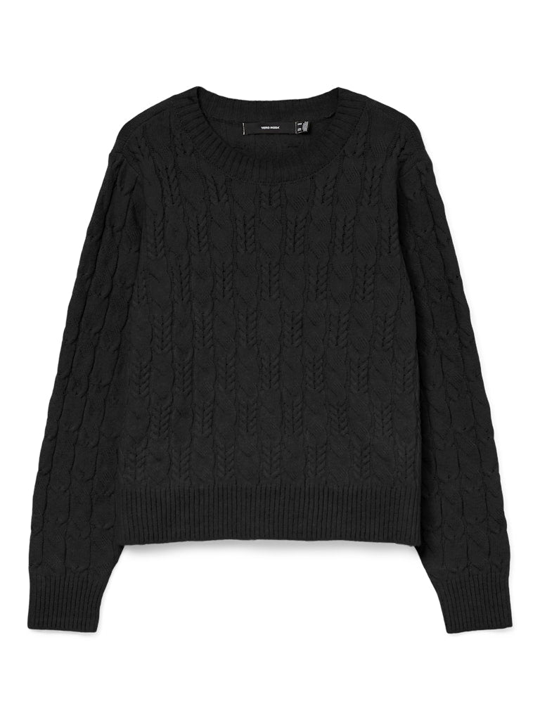 Vmaries Ls O-neck Cable Pullover Bf - Zwart