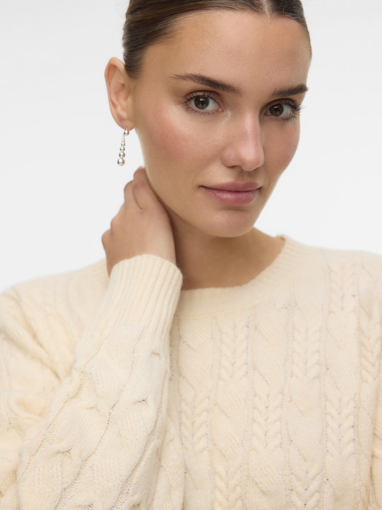 Vmaries Ls O-neck Cable Pullover Bf - Grijs Melee