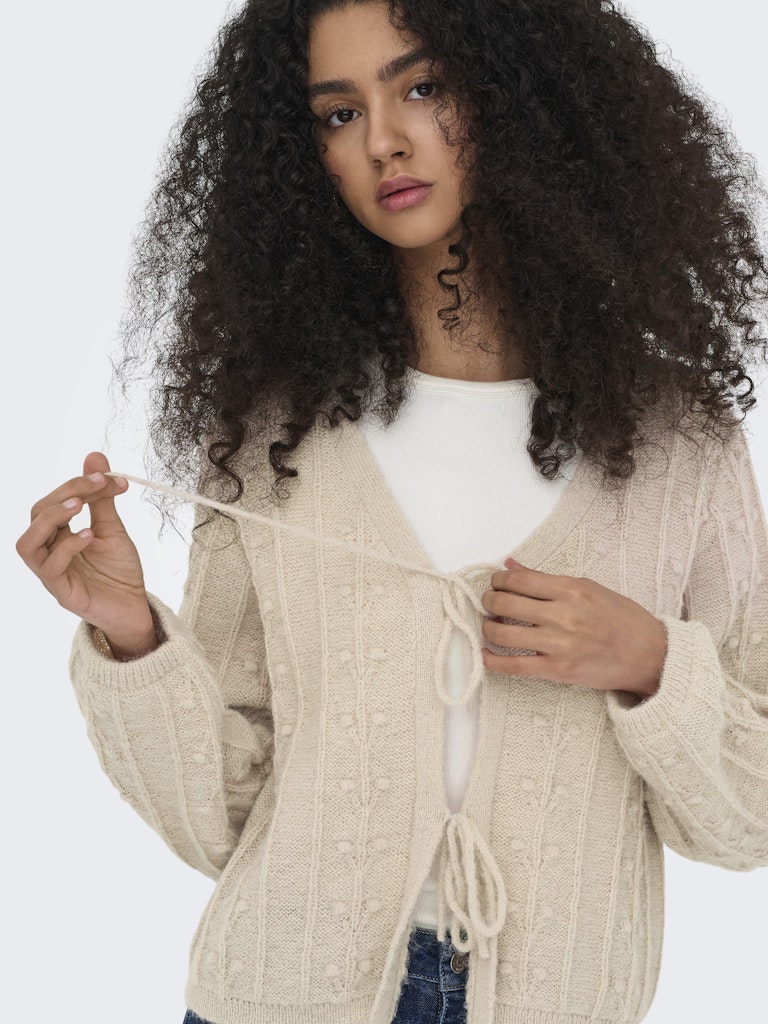 Jdysigrid Life L/s Tie Cardigan Knt - Beige