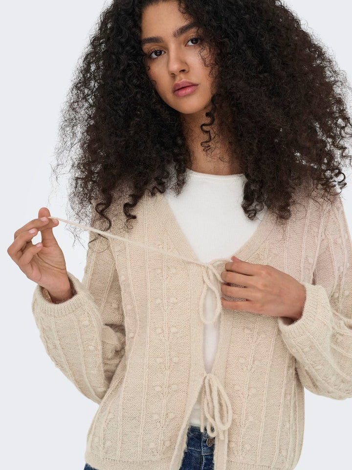 Jdysigrid Life L/s Tie Cardigan Knt - Beige