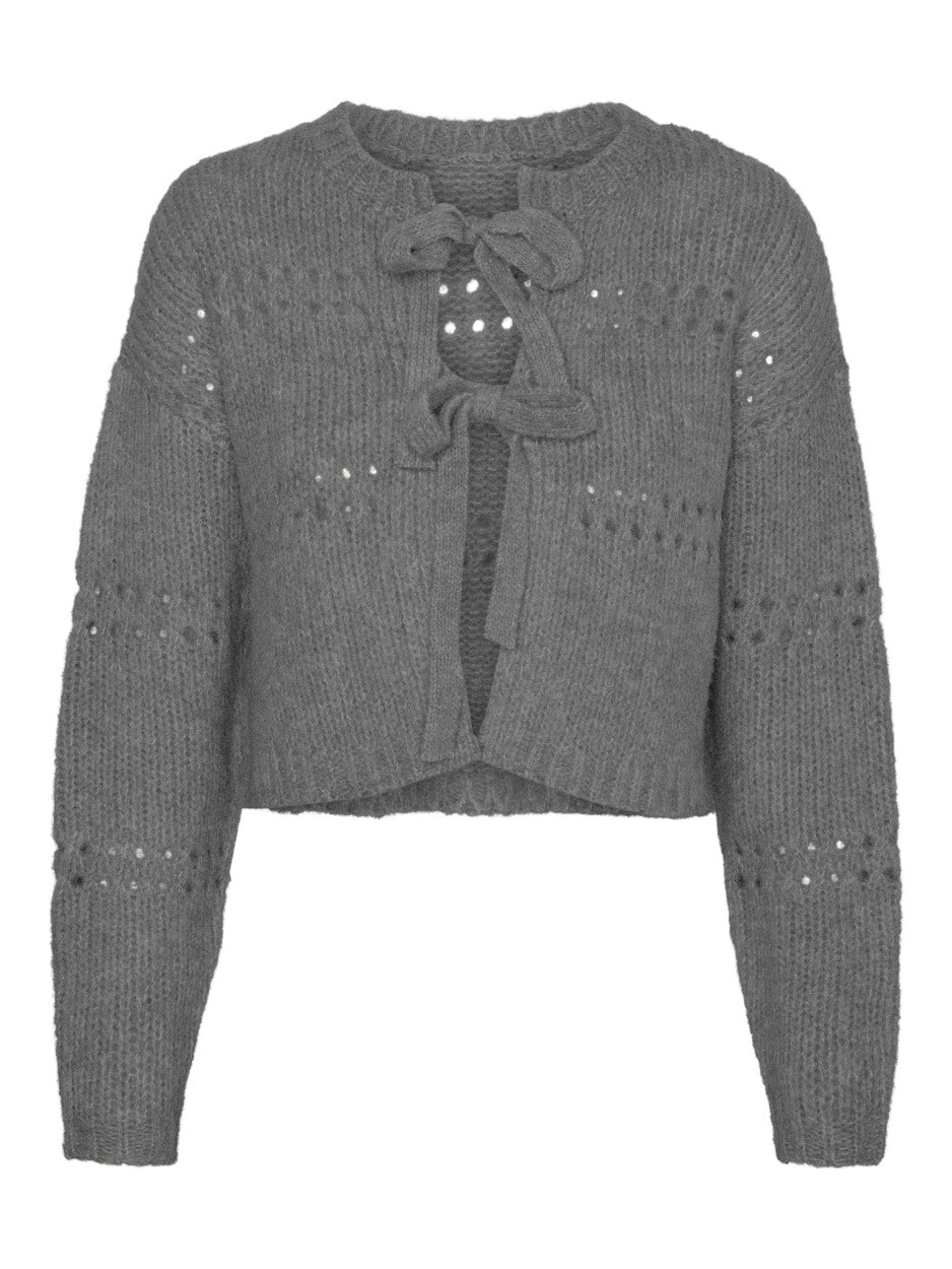 Vmadelina Ls Short Two Way Cardigan - Grijs Melee