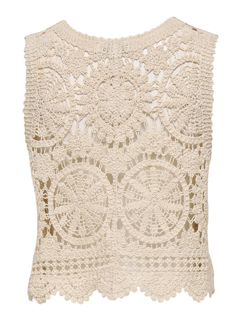 Jdyvic Sl V-neck Tie Vest - Ecru