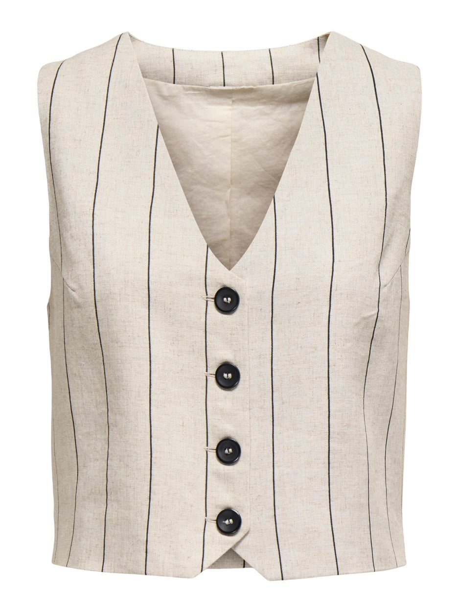 Jdymilla S/l Waistcoat Wvn - Ecru Dessin