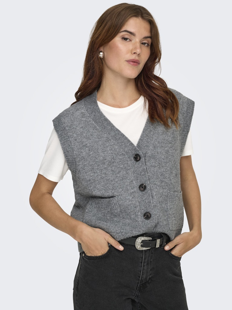 Jdysuper Life S/l V-neck Vest Knt - Grijs Melee