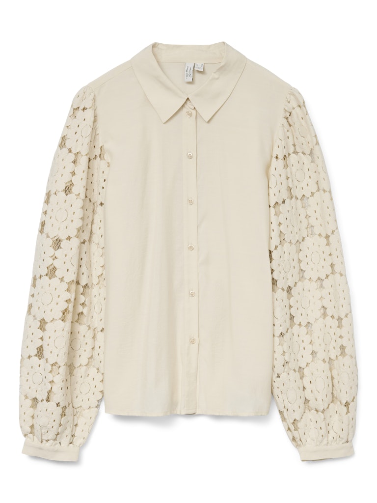 Vmfabena L/s Shirt Wvn Btq Ga - Beige
