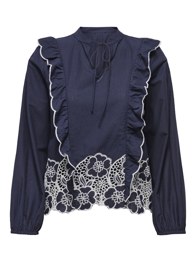 Jdyholly L/s Emb Top Wvn Exp - Blauw