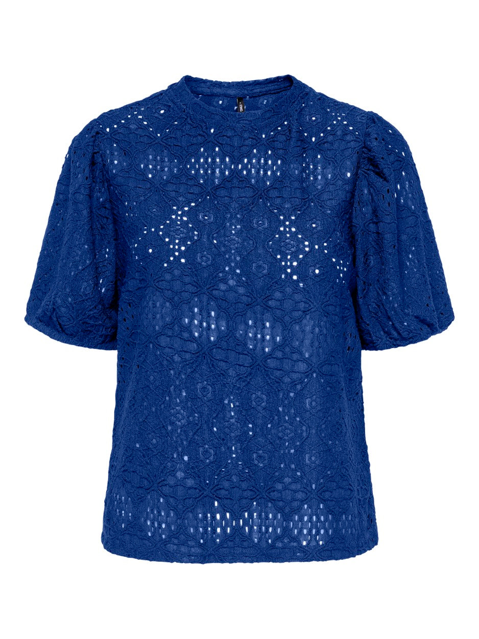 Onlluz S/s Puff Sleeve Top Jrs - Kobalt