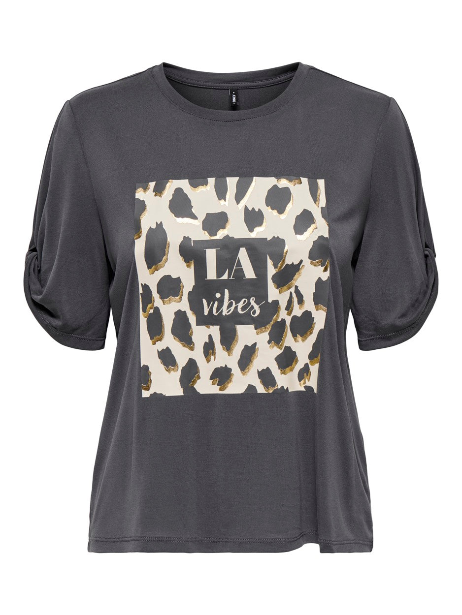 Onlfree Life S/s Create Top Box Jrs - Antraciet