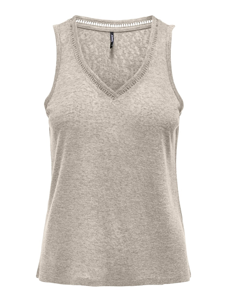 Onlpenny S/l V-neck Top Jrs Noos - Zand