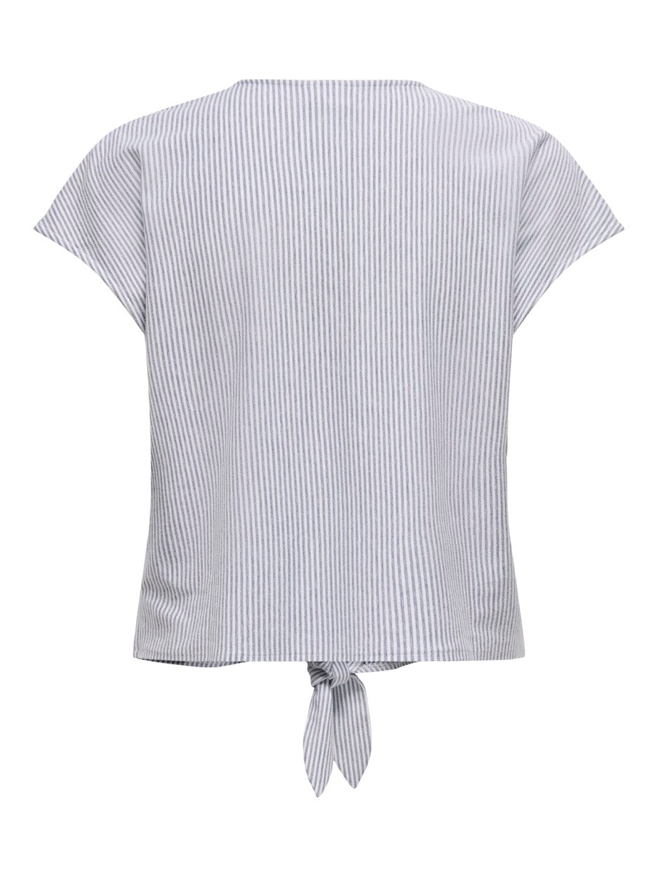 Jdynelli S/s Knot Top Jrs - Blauw Dessin