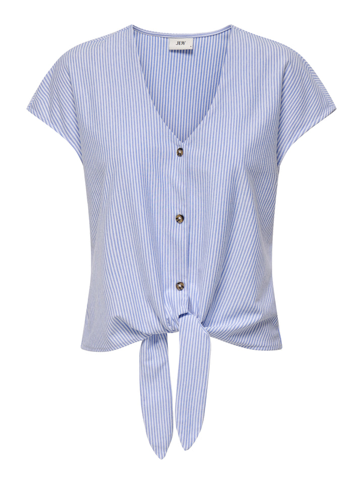 Jdynelli S/s Knot Top Jrs - Blauw Dessin