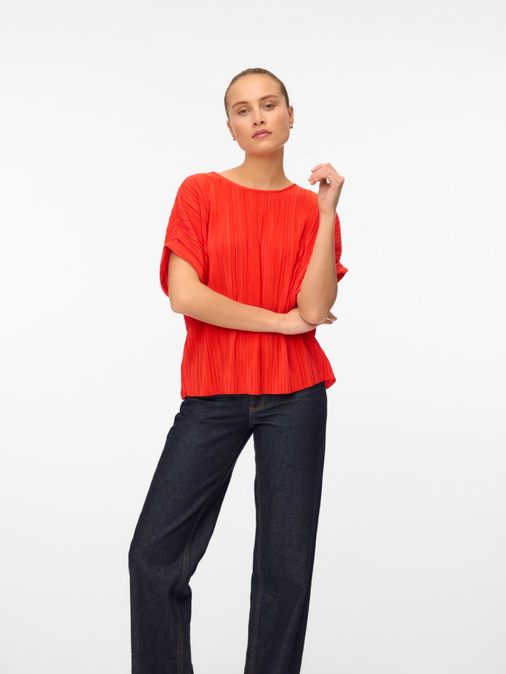 Vmaurora Ss O-neck T-shirt Jrs Ga - Rood