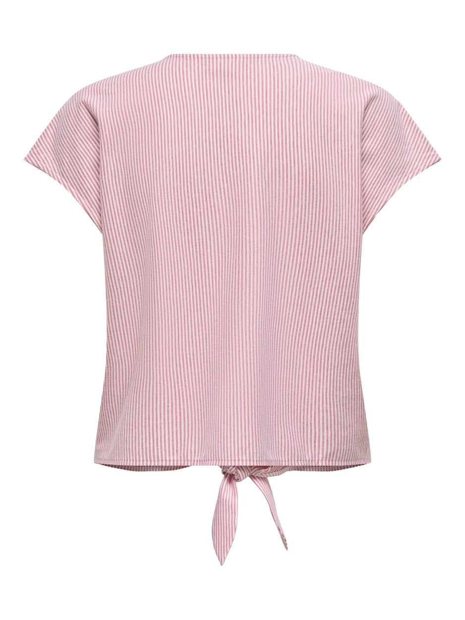 Jdynelli S/s Knot Top Jrs - Roze Dessin