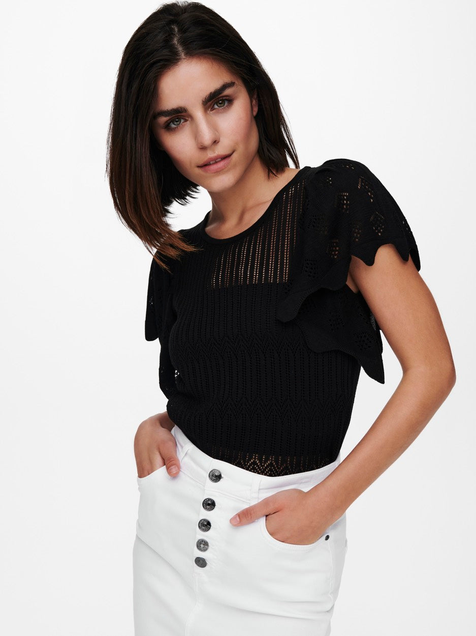 Jdysolis S/s Pullover Knt - Zwart