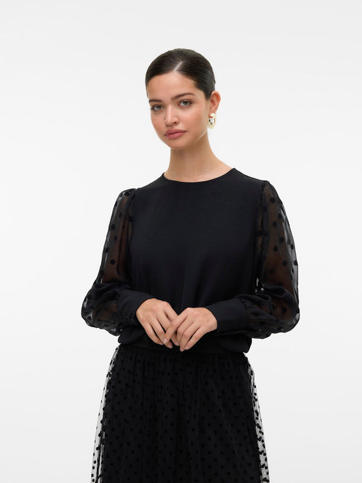 Vmalva Detail Ls Top Wvn - Zwart
