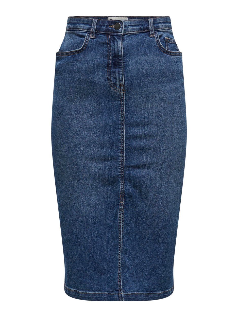 Jdymoon Hw Midi Slit Skirt Mix Dnm - Blue Denim