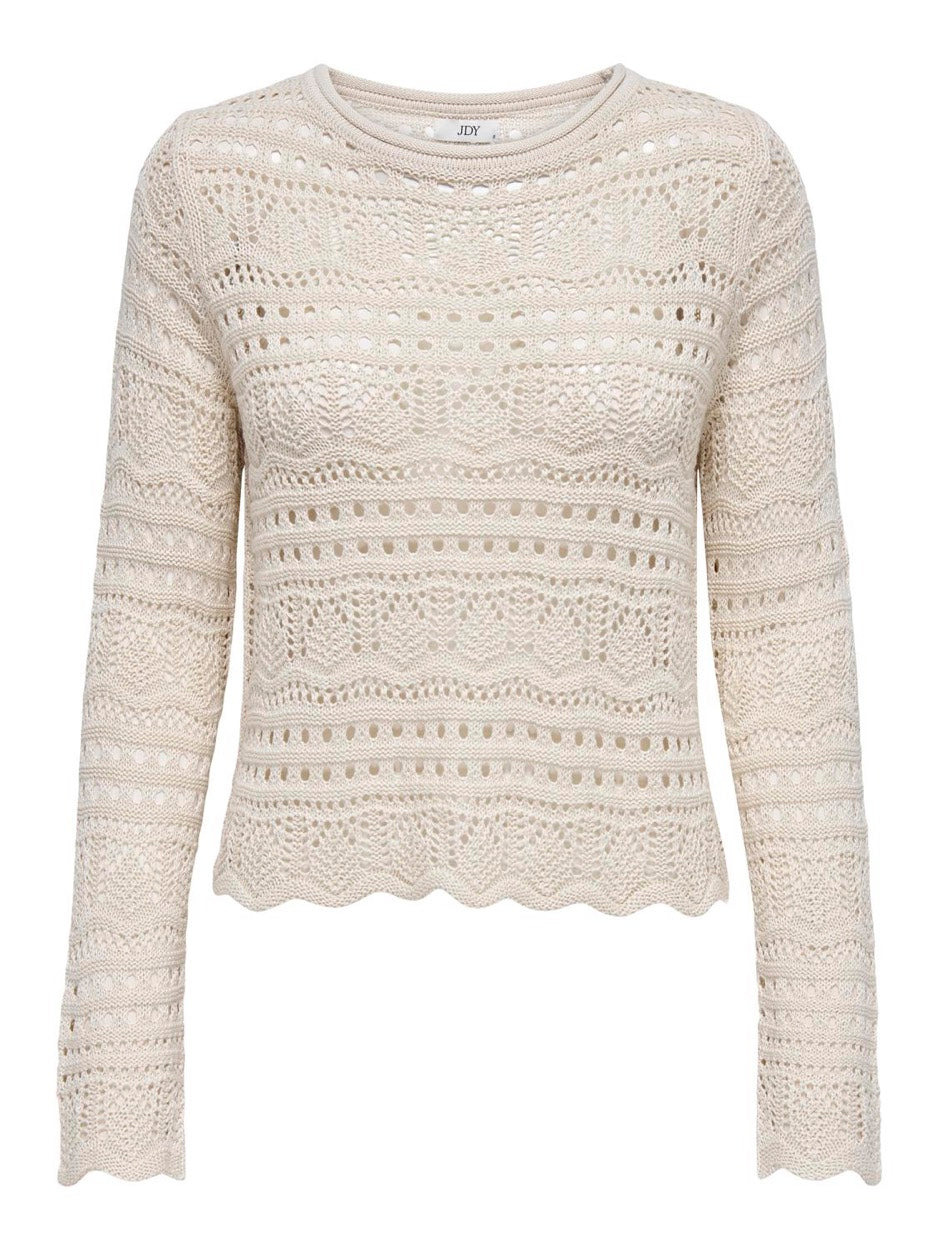 Jdysun Lay L/s Boatneck Pullov. Knt - Beige