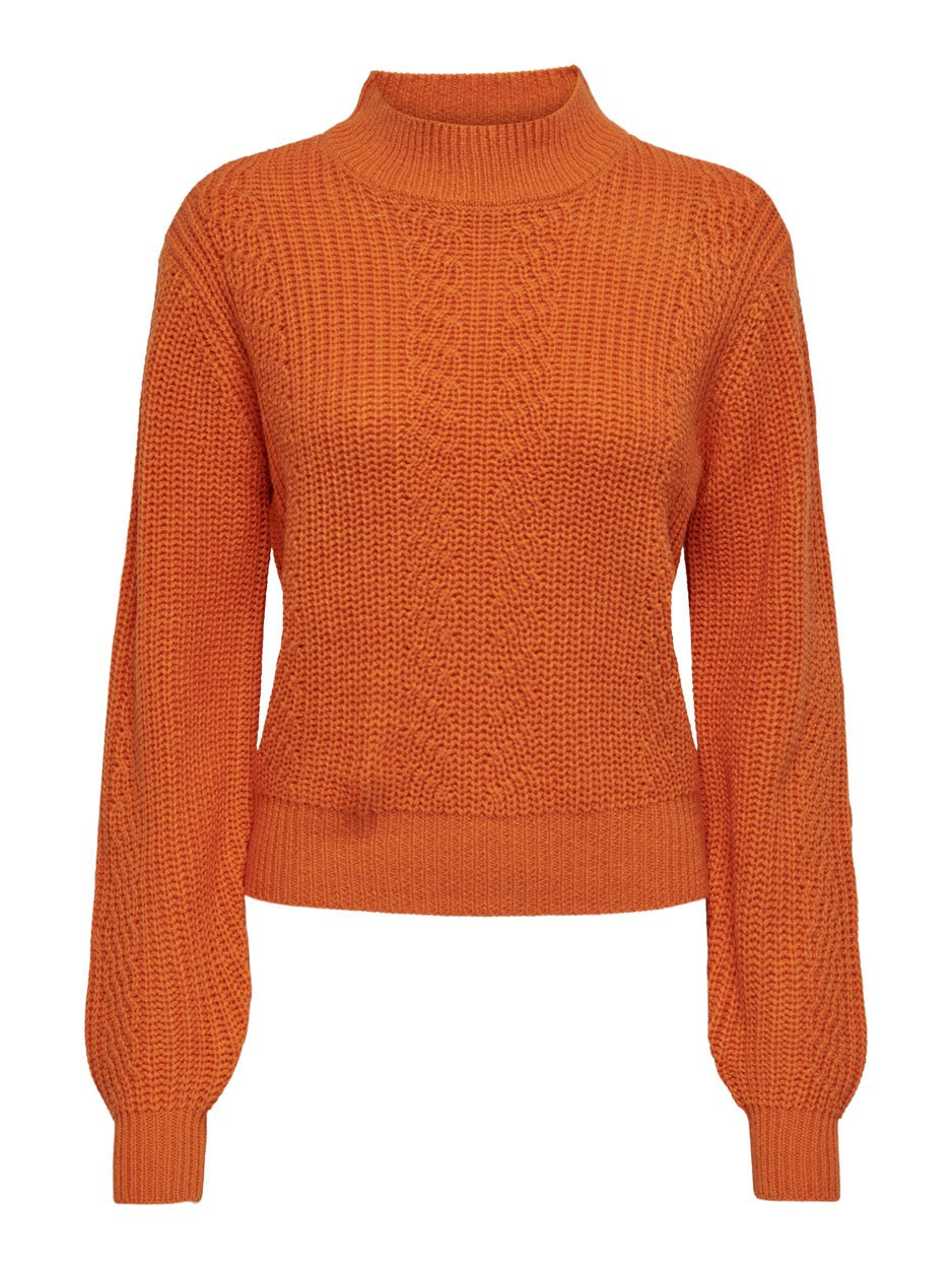 Jdyjusty L/s High Neck Cabel Pull K - Oranje