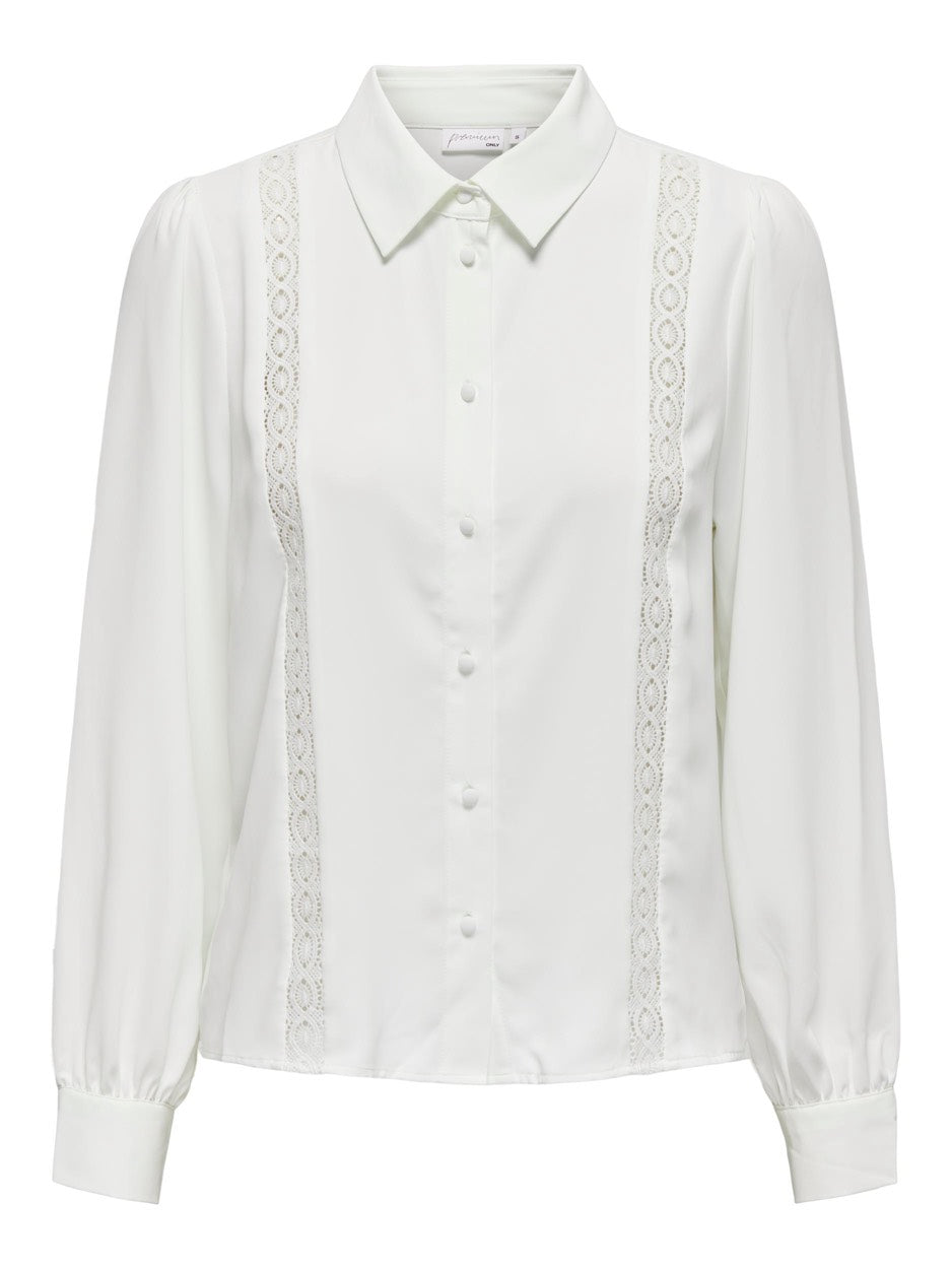 Opmelise Ls Lace Mix Shirt Wvn - Off-white
