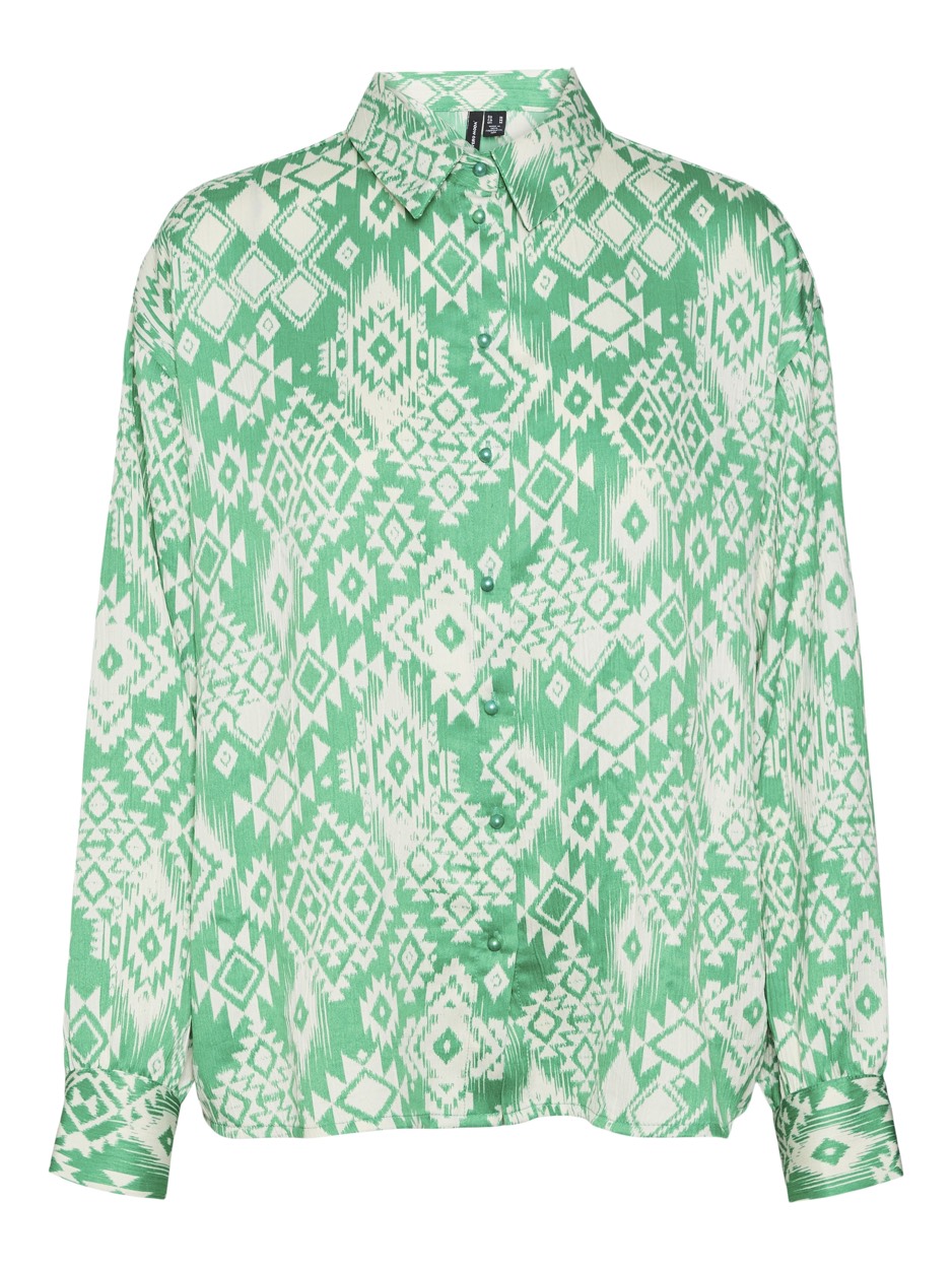 Vmgema Gida L/s Shirt Wvn Btq - Groen Dessin