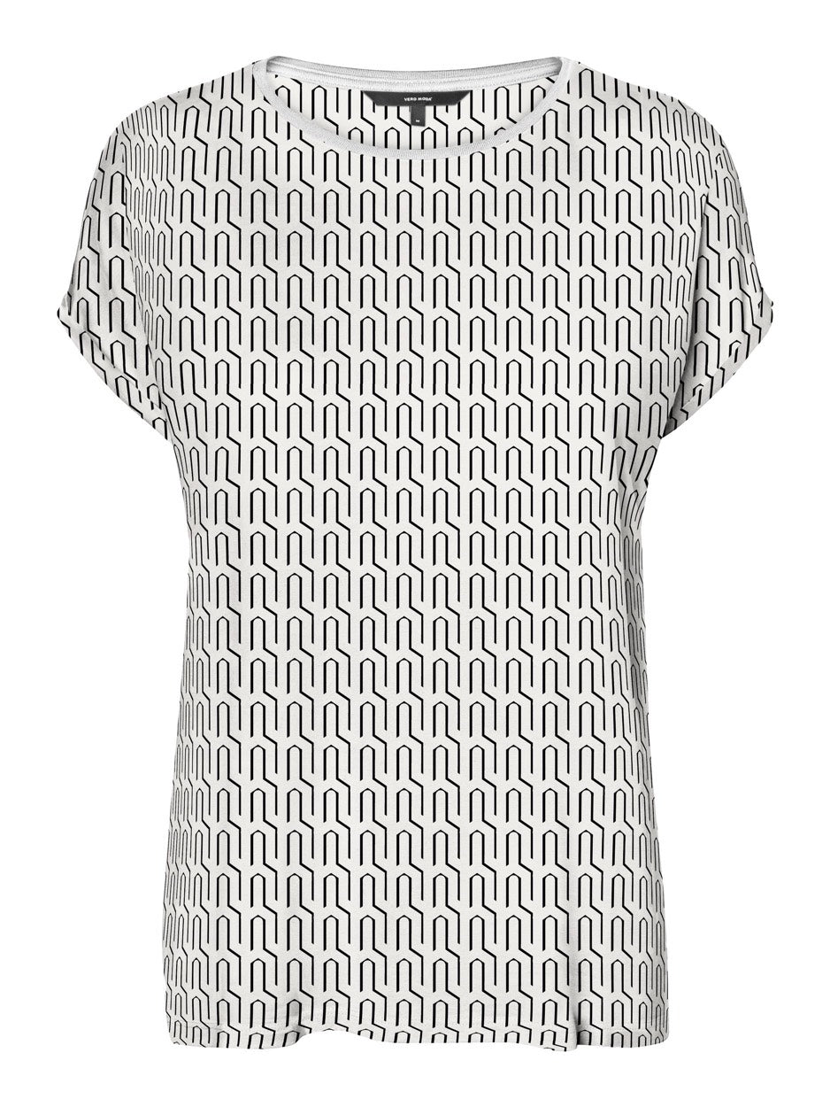 Vmava Plain Ss Top Multi Aop Noos G - Ecru Dessin