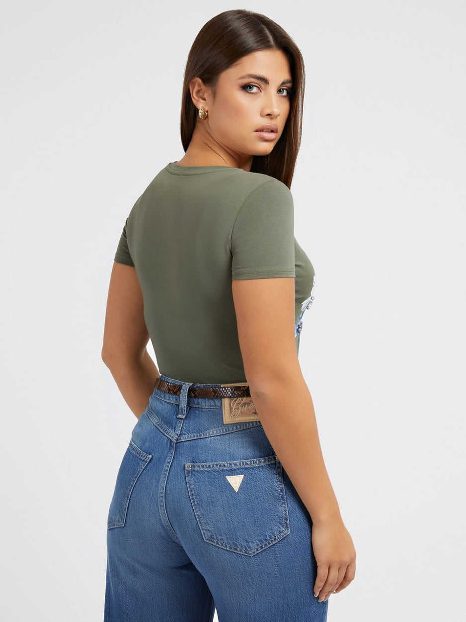 Ss Rn Embellish Logo Tee - Army