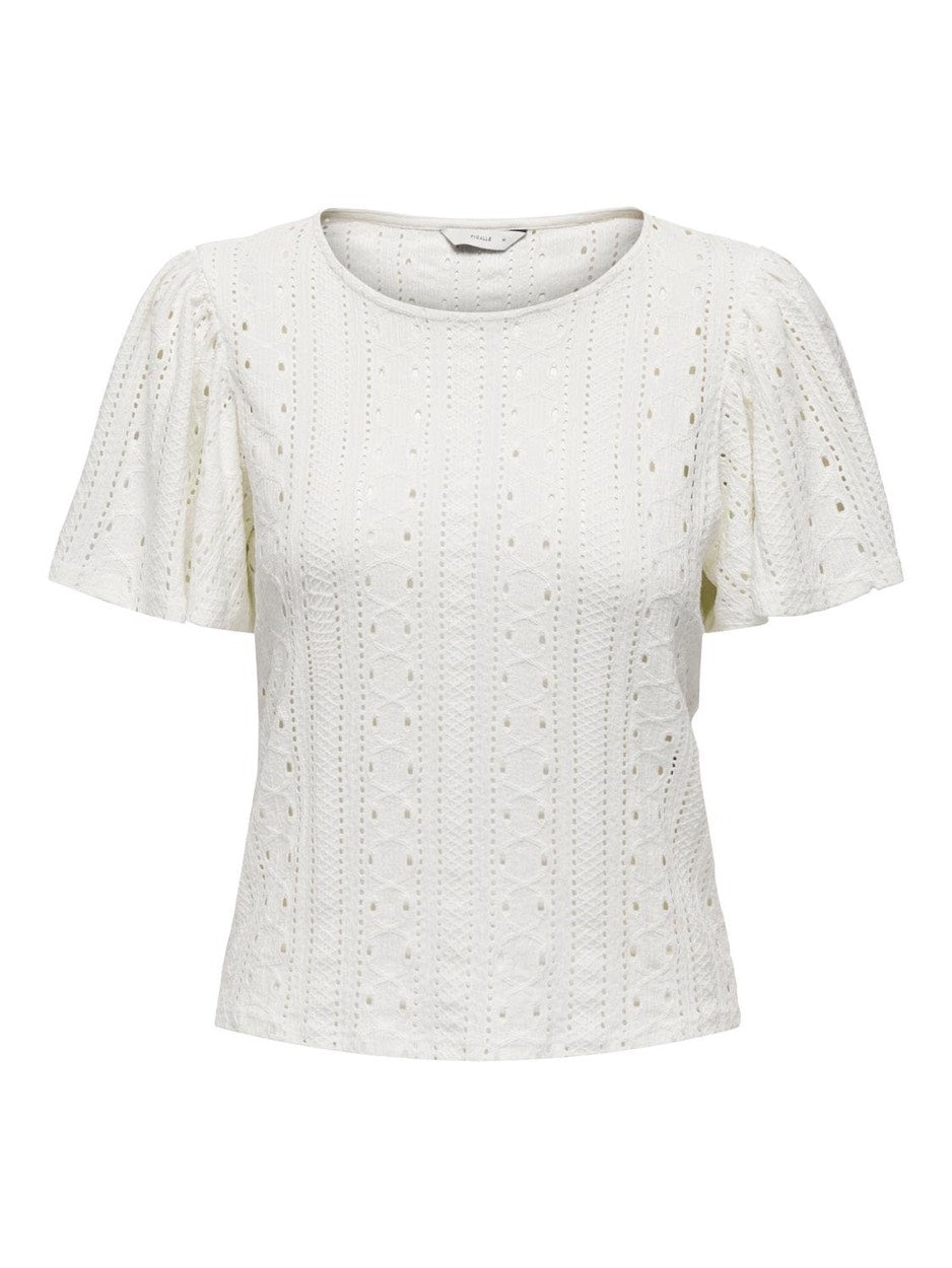 Onlriverside S/s Flaired Top Jrs - Off-white