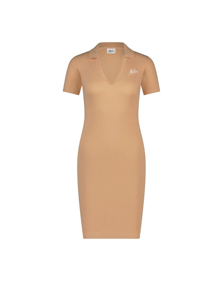 Rib Polo Dress - Zalm/peach