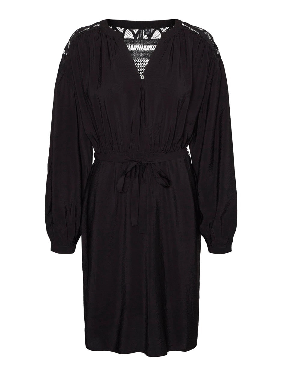 Vmayoe L/s V-neck Abk Dress Wvn Btq - Zwart