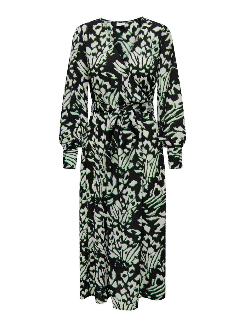 Jdylesley L/s Midi Wrap Dress Wvn - Zwart Dessin