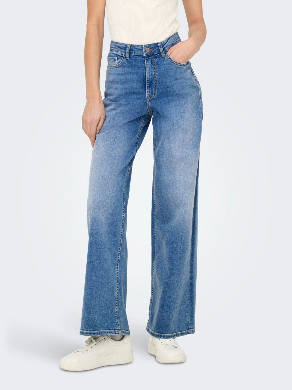 Jdyfelina-fina Hw Wide Med Blue Dnm - Blue Denim