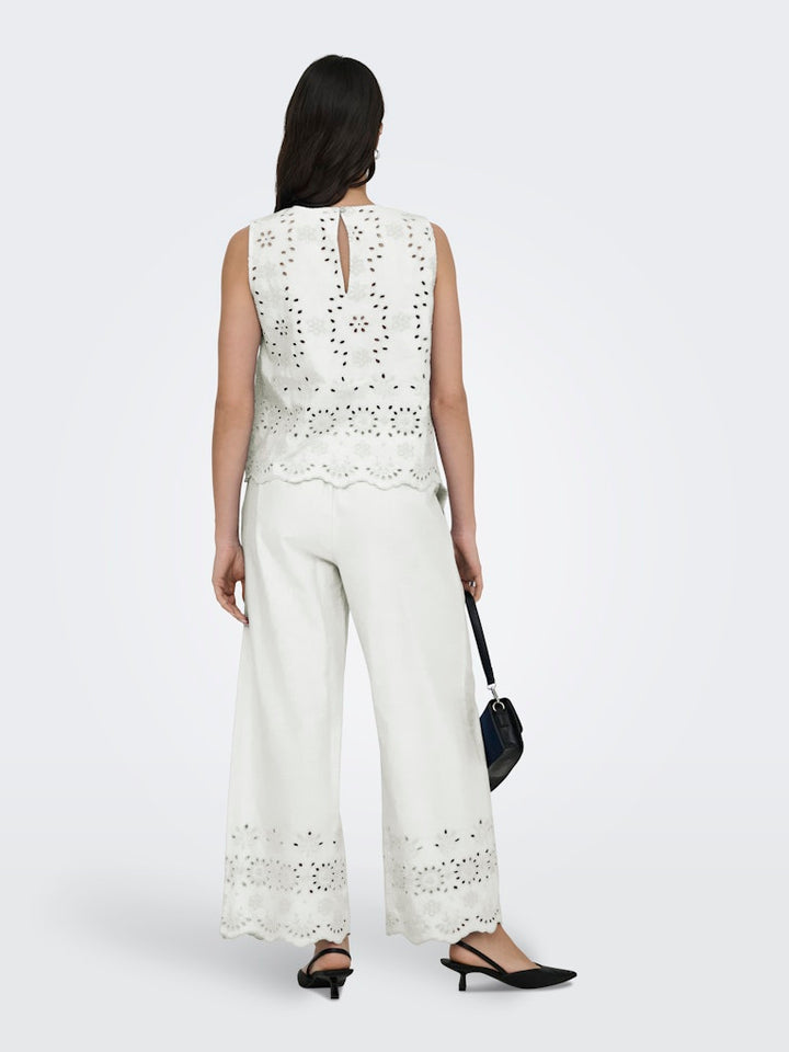 Jdymarina Hw Emb. Ankle Pant Wvn - Wit