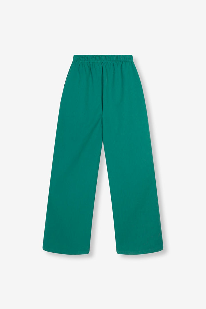 Ladies Woven Pin Stripe Wide Leg Pants - Groen Dessin