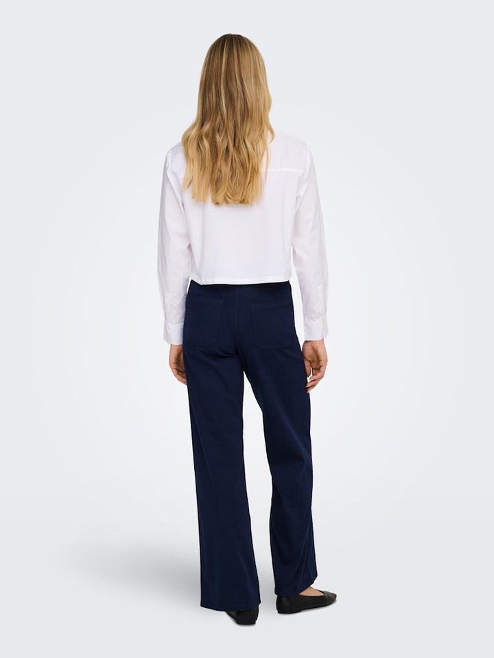 Jdyiris Stretch Hw Wide Pant Pnt Noos - Navy