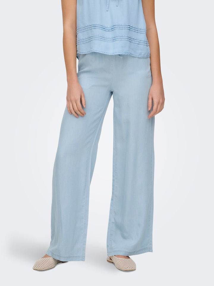 Onlcharis Life Pull Up Tie Pants Wvn Cc - Blue Denim